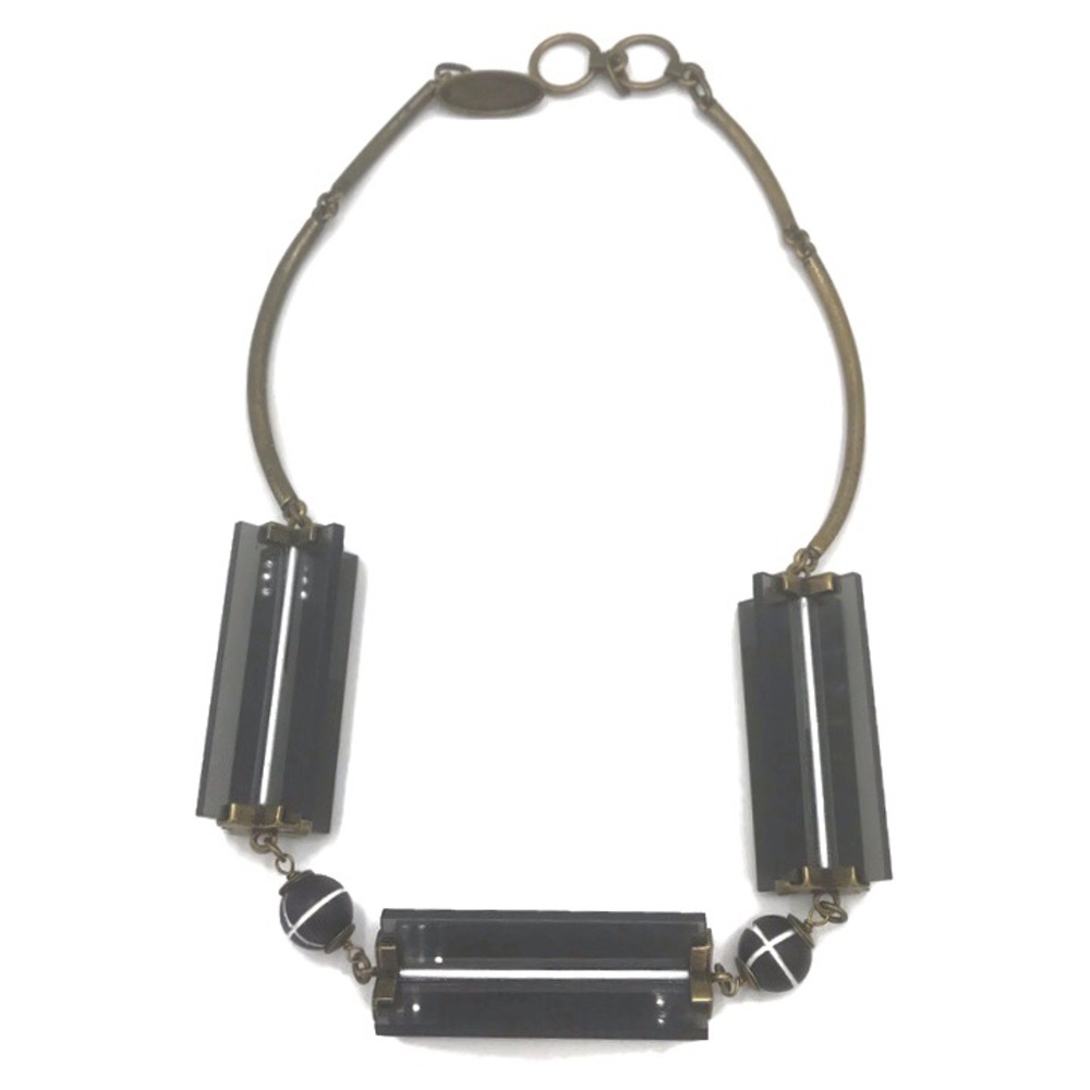 Lela Rose Designer Chunky Acrylic Gold Tone Statement Collar Necklace Toggle